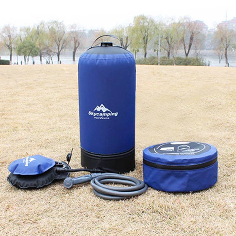 11L Inflatable Shower Bag with Foot Pump Pressure Bathing Water Bag For Outdoor Travel Hiking Camping Beach Washing Cars Tools