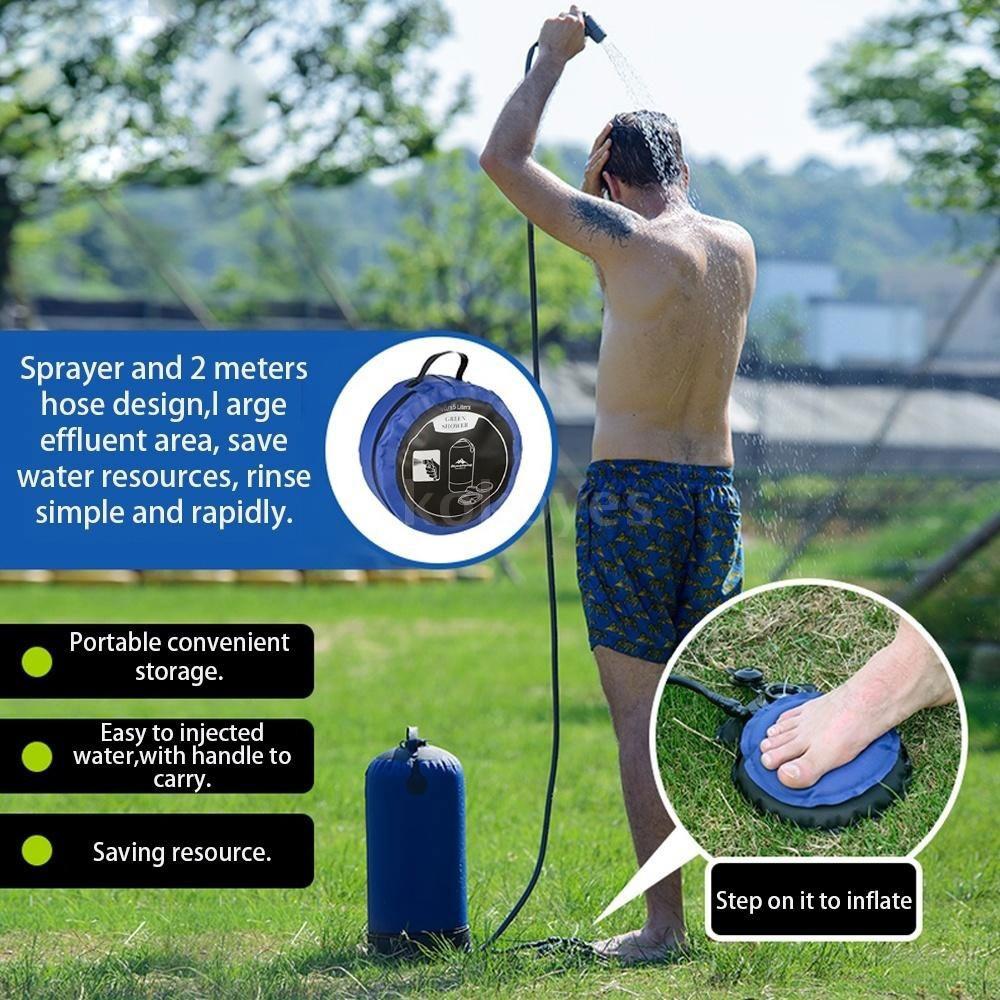 11L Inflatable Shower Bag with Foot Pump Pressure Bathing Water Bag For Outdoor Travel Hiking Camping Beach Washing Cars Tools