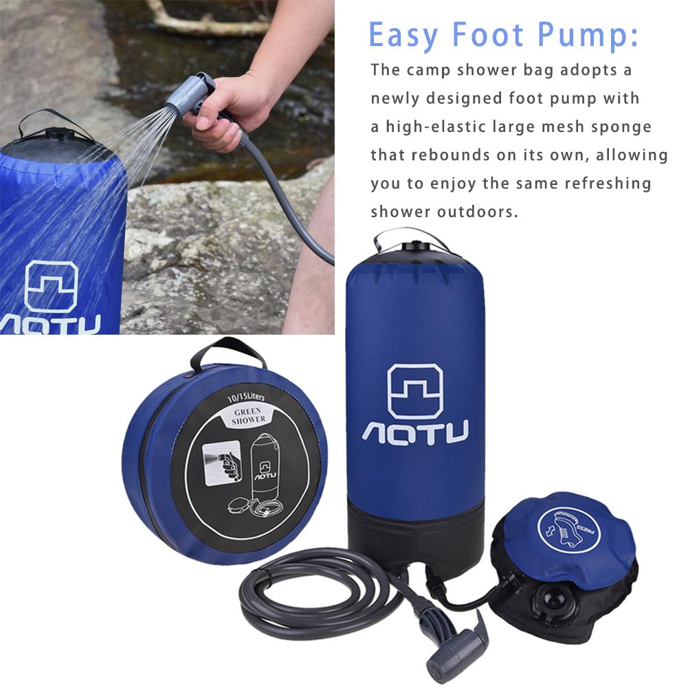 11L Portable Outdoor Camping Shower Bag With Foot Pump And Shower Nozzle For Beach Swim Travel Hiking