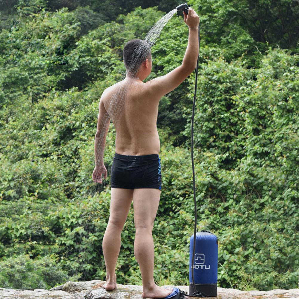 11L Portable Outdoor Camping Shower Bag With Foot Pump And Shower Nozzle For Beach Swim Travel Hiking