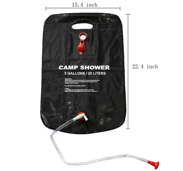 20/40L Solar Heated Shower Bag Outdoor Portable Shower Bathing Bag Traveling Camping Hiking Climbing Body Pet Cleaning Water Bag