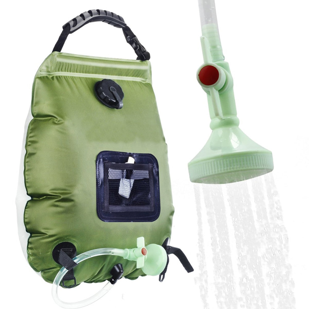 2020 Water Bags For Outdoor Solar Hiking Camping Shower Bag 20L Heating Camping Shower Hydration Bag Hose Switchable Shower Head
