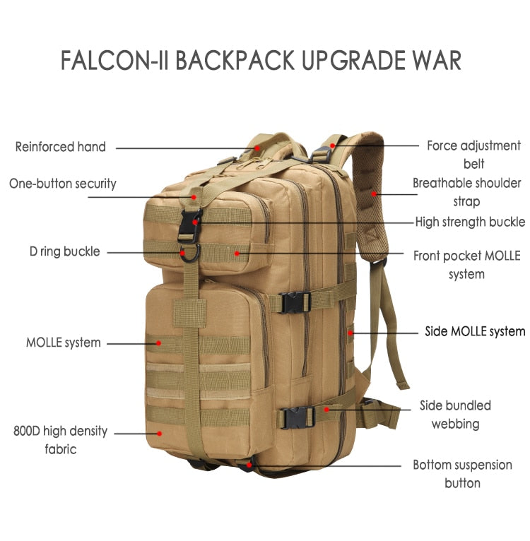35L Large Capacity Men Army Tactical Backpacks Military Assault Bags Outdoor 3P Pack For Trekking Camping Hunting Outdoors Bag 8