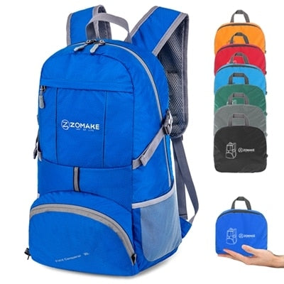 35L Portable Folding Unisex Backpack Outdoor Sport Bag Rucksack Reflective Stripe Men Hiking Travel Bag for Camping Cycling