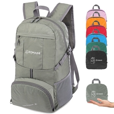 35L Portable Folding Unisex Backpack Outdoor Sport Bag Rucksack Reflective Stripe Men Hiking Travel Bag for Camping Cycling