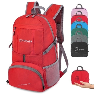 35L Portable Folding Unisex Backpack Outdoor Sport Bag Rucksack Reflective Stripe Men Hiking Travel Bag for Camping Cycling