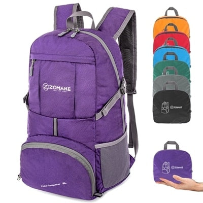 35L Portable Folding Unisex Backpack Outdoor Sport Bag Rucksack Reflective Stripe Men Hiking Travel Bag for Camping Cycling