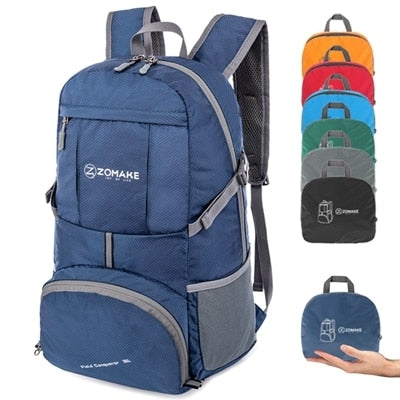 35L Portable Folding Unisex Backpack Outdoor Sport Bag Rucksack Reflective Stripe Men Hiking Travel Bag for Camping Cycling