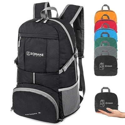 35L Portable Folding Unisex Backpack Outdoor Sport Bag Rucksack Reflective Stripe Men Hiking Travel Bag for Camping Cycling