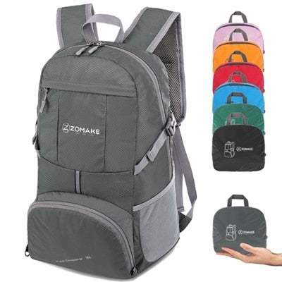 35L Portable Folding Unisex Backpack Outdoor Sport Bag Rucksack Reflective Stripe Men Hiking Travel Bag for Camping Cycling