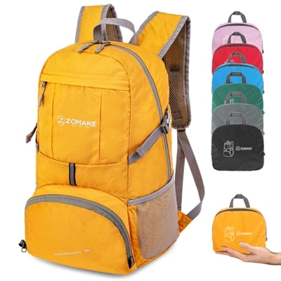 35L Portable Folding Unisex Backpack Outdoor Sport Bag Rucksack Reflective Stripe Men Hiking Travel Bag for Camping Cycling