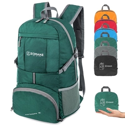 35L Portable Folding Unisex Backpack Outdoor Sport Bag Rucksack Reflective Stripe Men Hiking Travel Bag for Camping Cycling
