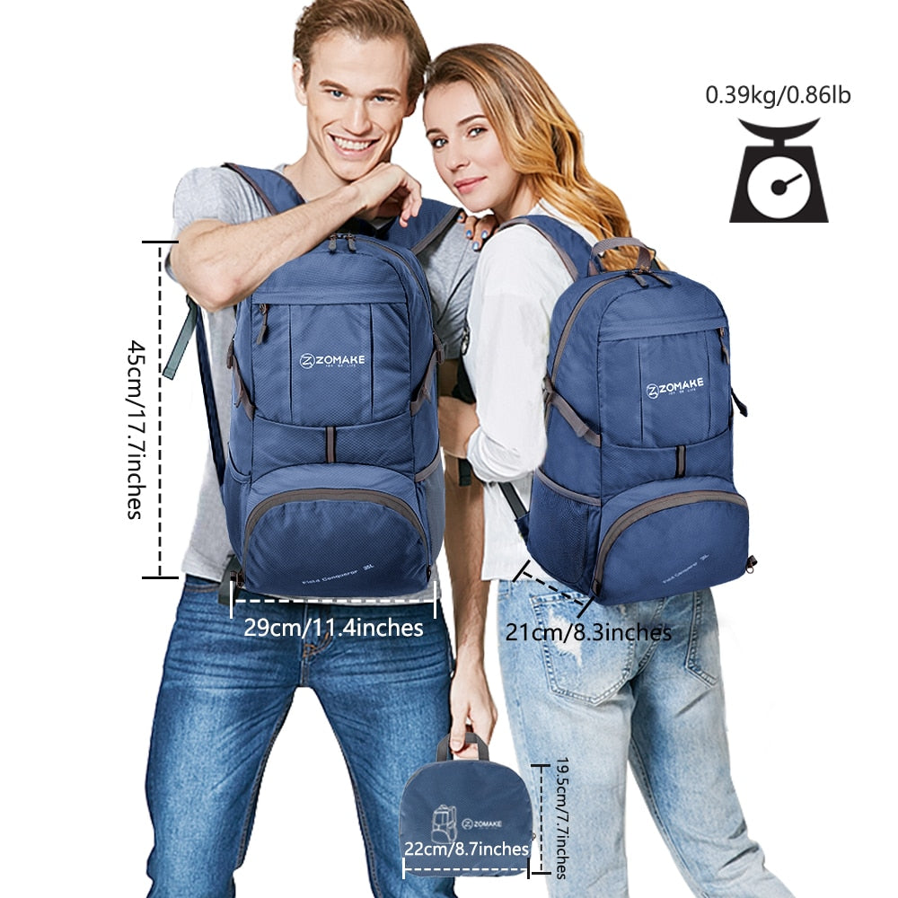 35L Portable Folding Unisex Backpack Outdoor Sport Bag Rucksack Reflective Stripe Men Hiking Travel Bag for Camping Cycling