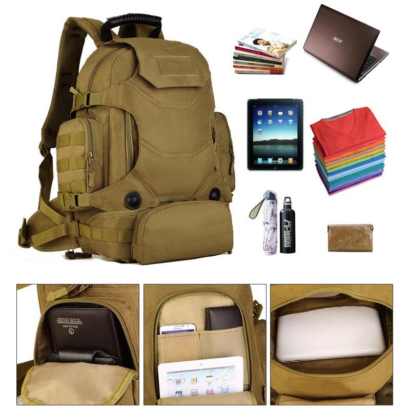 40L Tactical Backpack 2 in 1 Military Bags Army Rucksack Backpack Molle Outdoor Sport Bag Men Camping Hiking Travel Climbing Bag