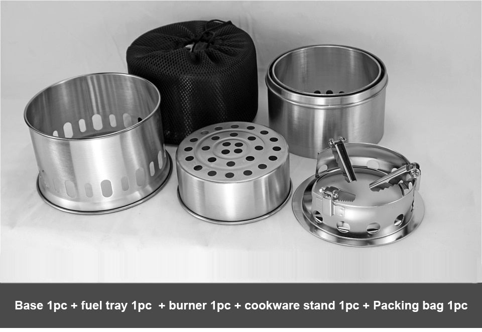 APG Large Size Camping Wood Stove Split Portable Gas Stainless Steel Gas Firewood Burners Backpacking Furnace