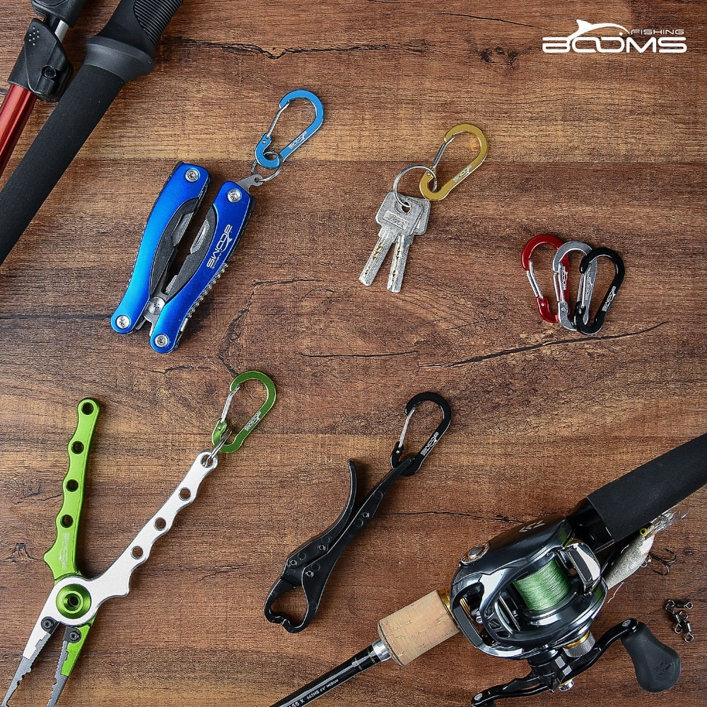 Booms Fishing CC1 6Pcs Aluminum Alloy Carabiner Keychain Outdoor Camping Climbing Snap Clip Lock Buckle Hook Fishing Tool 6Color