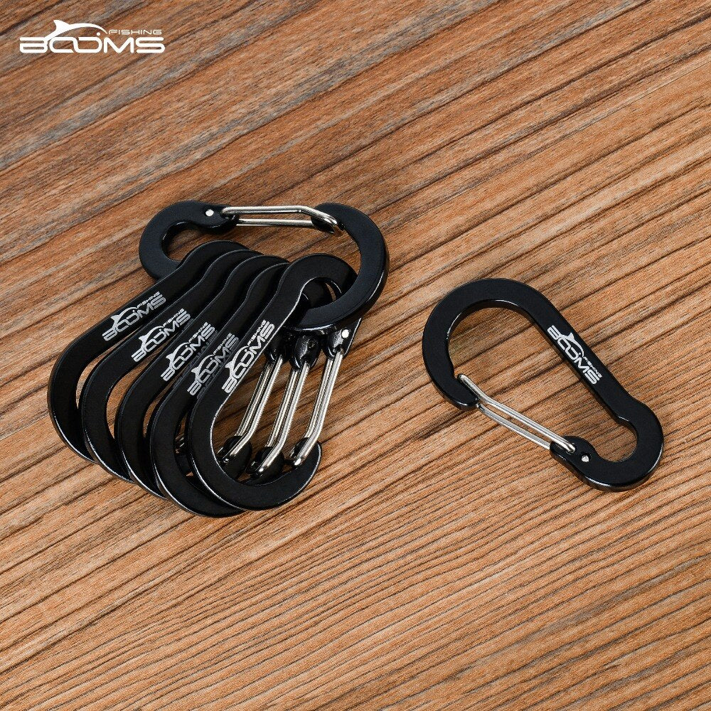 Booms Fishing CC1 6Pcs Aluminum Alloy Carabiner Keychain Outdoor Camping Climbing Snap Clip Lock Buckle Hook Fishing Tool 6Color
