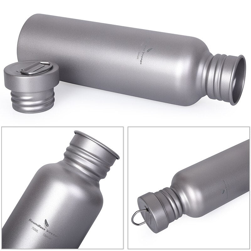 Boundless Voyage Titanium Water Bottle with Titanium Lid Outdoor Camping Cycling Hiking Tableware Drinkware 25.6oz/750ml