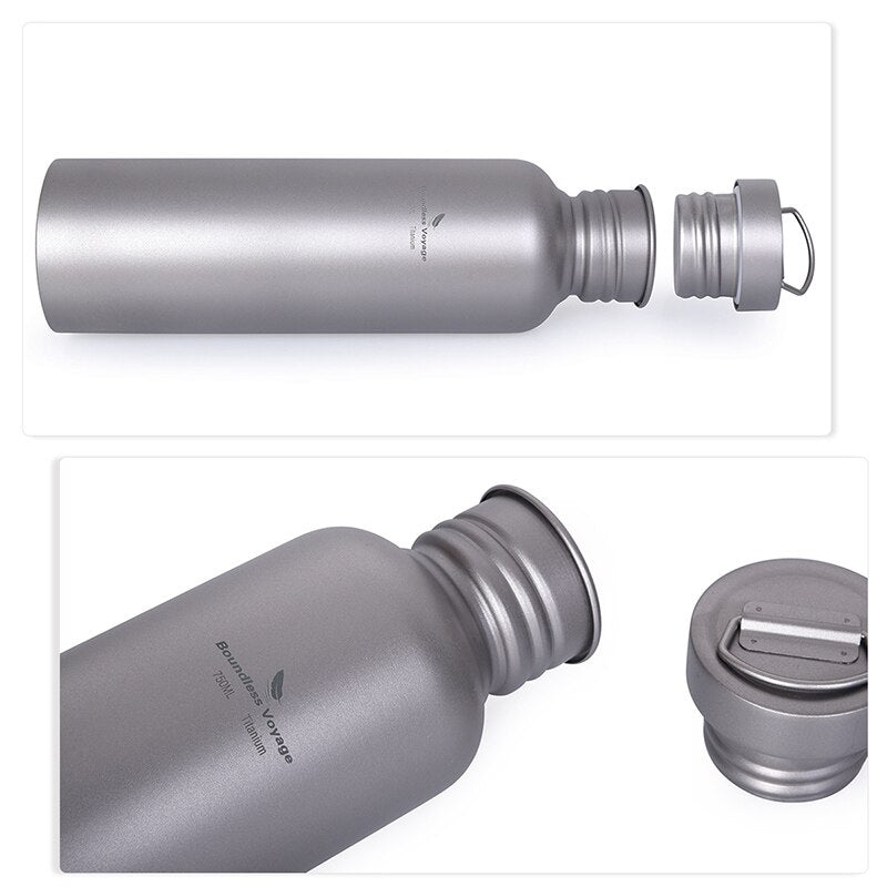 Boundless Voyage Titanium Water Bottle with Titanium Lid Outdoor Camping Cycling Hiking Tableware Drinkware 25.6oz/750ml