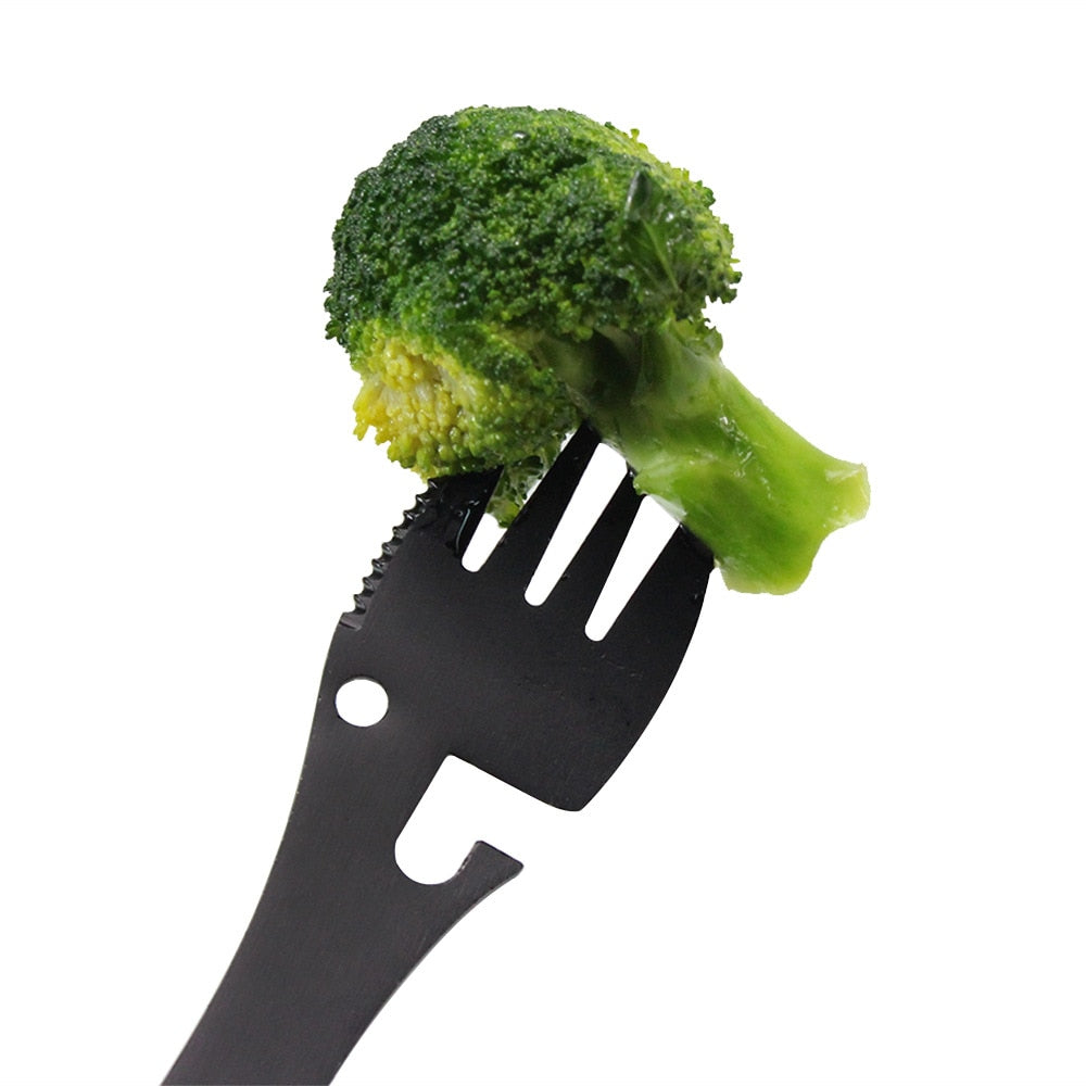 Camping Fork Spoon  Multi-function Stainless Steel Cutlery 2 in 1 Spoon Fork Outdoor Cooking Camping Equipment Hiking Cooking