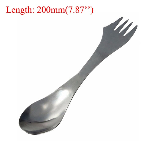 Long cookware backpack Spork fork stainless steel fold knife utensil spoon  set combo Picnic camp cutlery tableware flatware