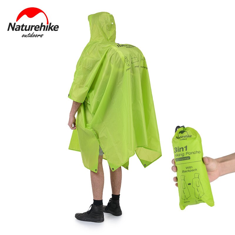 Naturehike 3 In 1 Multifunction Waterproof 210T 20D Windbreaker Poncho Raincoat Can Used As A Canopy And Camping Mat Fshing