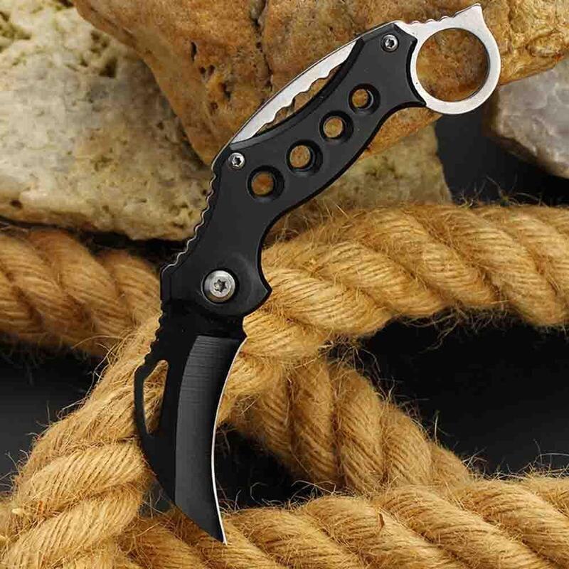 Outdoor Karambit Knife Hunting Knives Survival Tactical Claw Knife Min Pocket Self Defense Offensive Camping Tool Keychain Knife