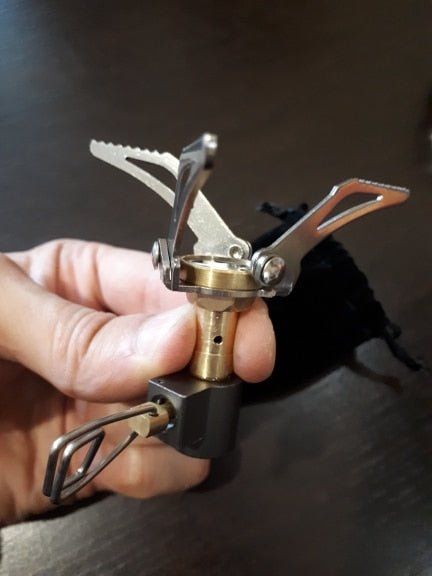 Outdoor Stove Titanium Alloy Folding Mini Camping Oven Survival Furnace Stove 45g 3000W Pocket Picnic Cooking Gas Cooker