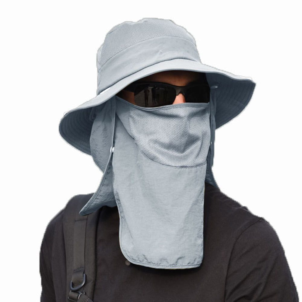 Outdoor Windproof Sun Hat Removable Shawl Breathable Mesh Cap For Fishing Cycling Hiking Camping Hats