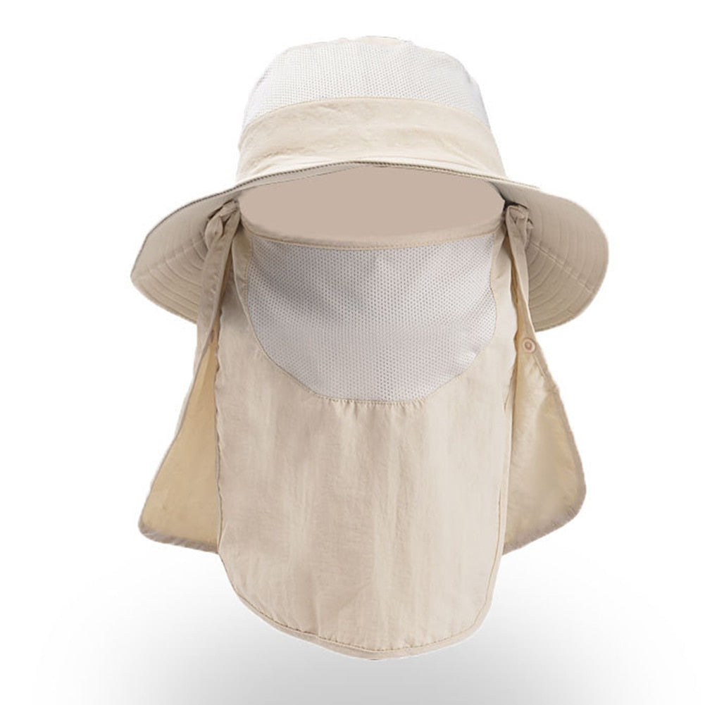 Outdoor Windproof Sun Hat Removable Shawl Breathable Mesh Cap For Fishing Cycling Hiking Camping Hats