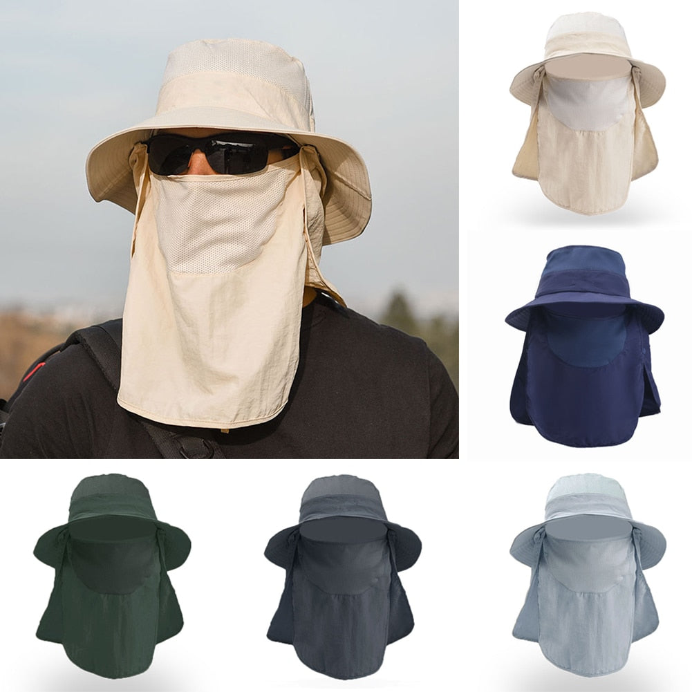 Outdoor Windproof Sun Hat Removable Shawl Breathable Mesh Cap For Fishing Cycling Hiking Camping Hats