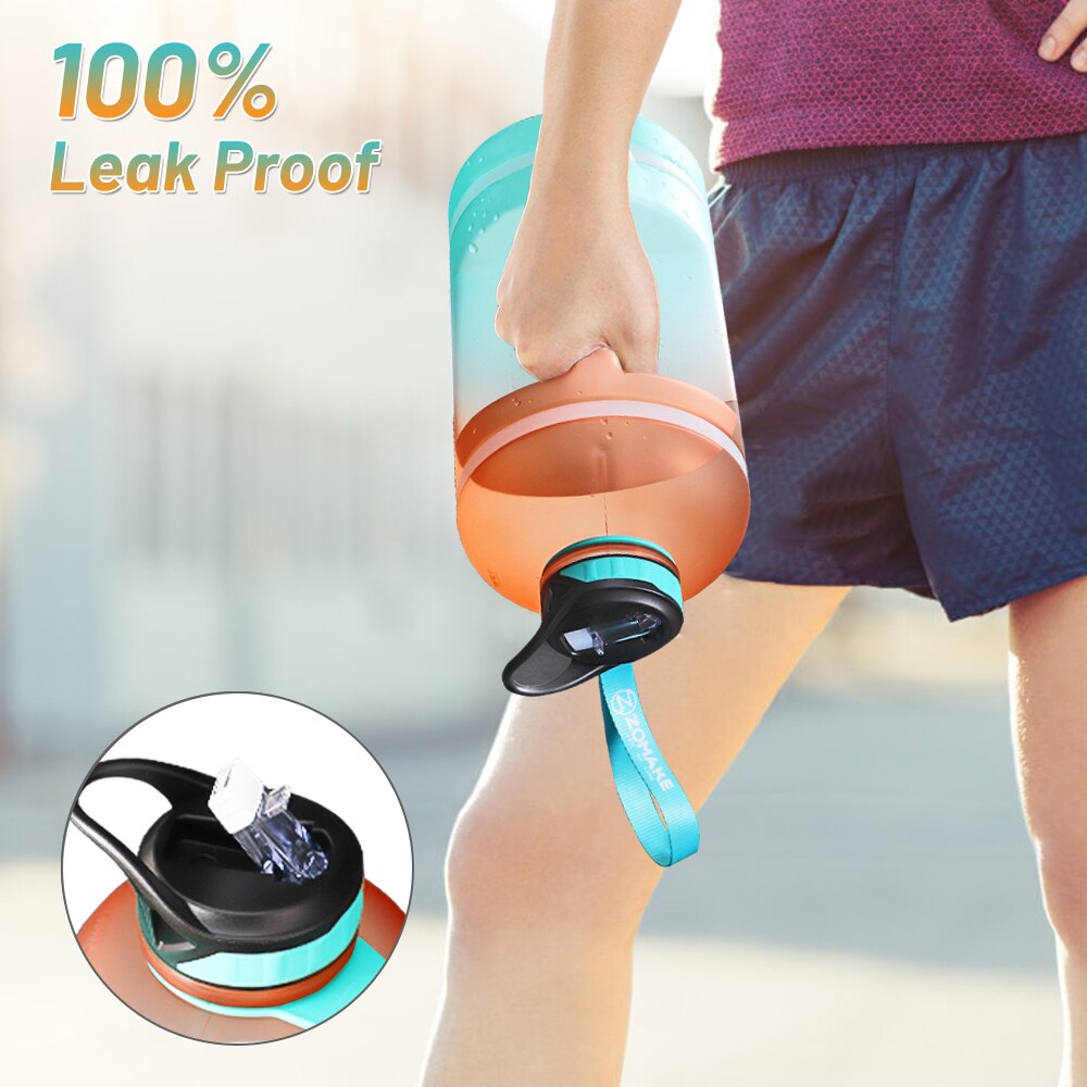 ZOMAKE wide mouth sport drinking water bottle Gallon Water Bottle with Time Marker Large Water Bottles Outdoor Sports