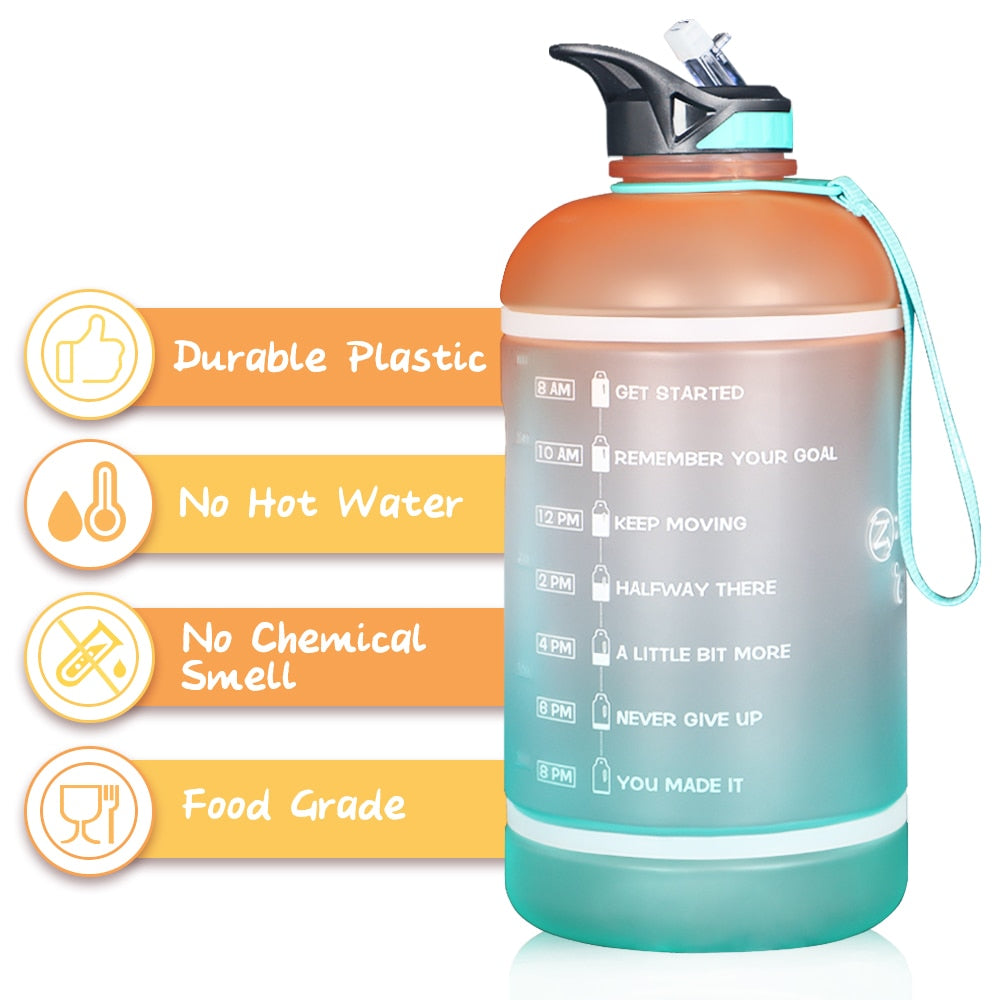 ZOMAKE wide mouth sport drinking water bottle Gallon Water Bottle with Time Marker Large Water Bottles Outdoor Sports