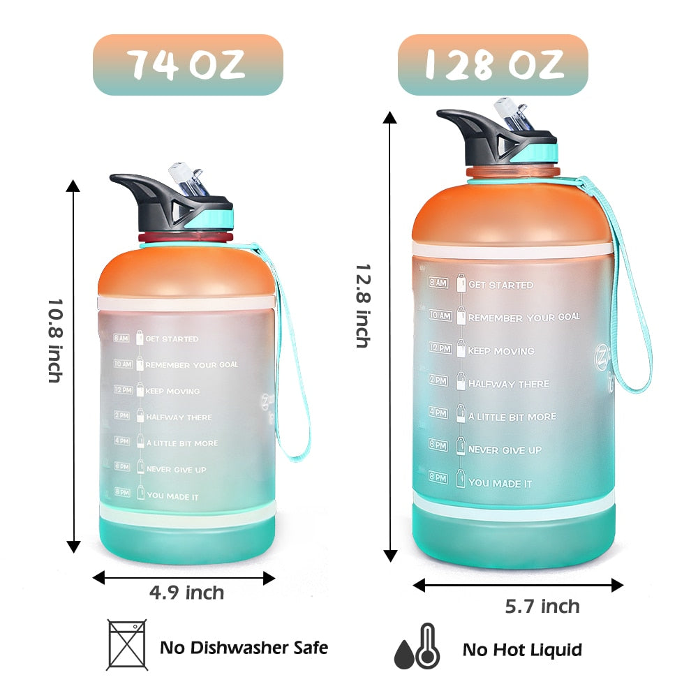 ZOMAKE wide mouth sport drinking water bottle Gallon Water Bottle with Time Marker Large Water Bottles Outdoor Sports