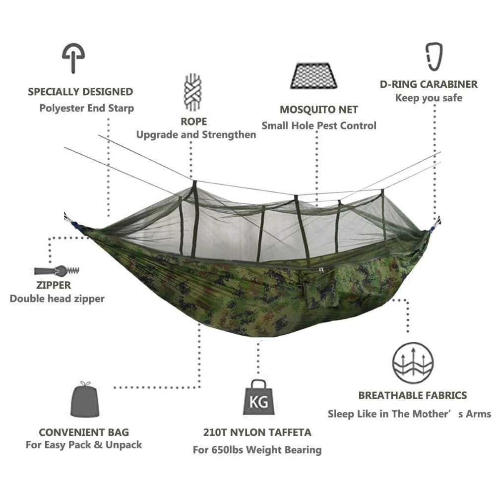 Norfjell C400 Camping Hammock 2 Persons Ultra Light With Mosquito Net
