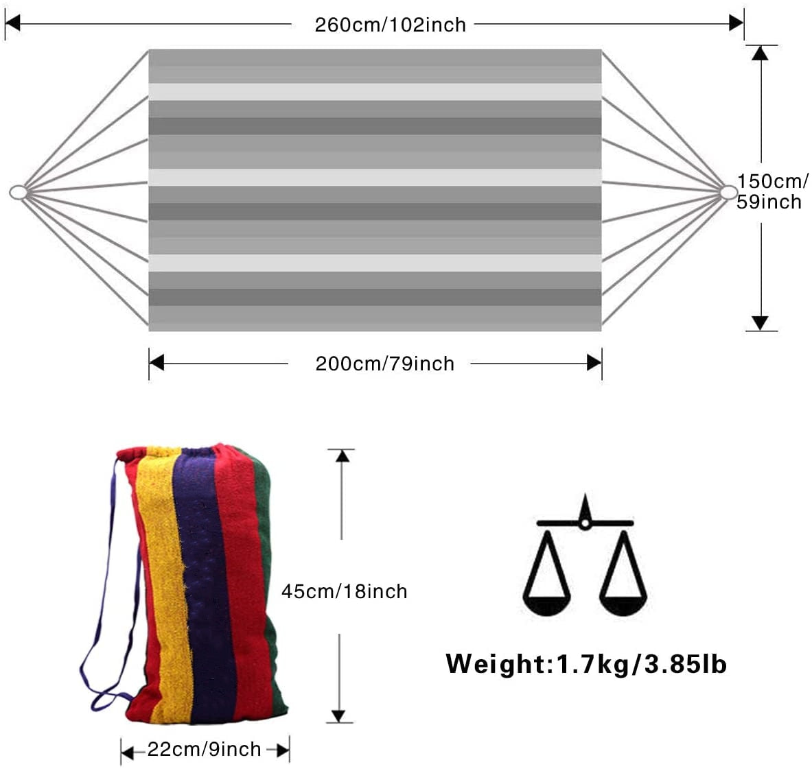 Madrid Rainbow Comfort Series Outdoor Hammock