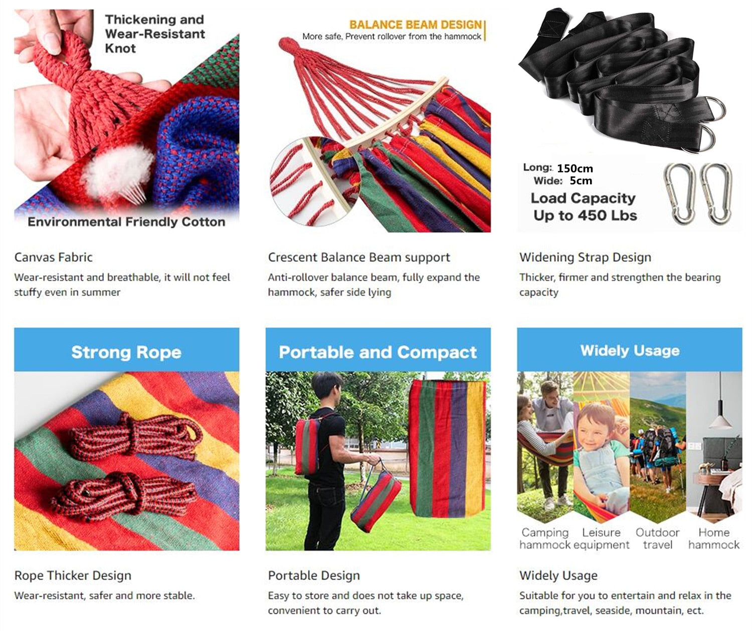 Madrid Rainbow Comfort Series Outdoor Hammock